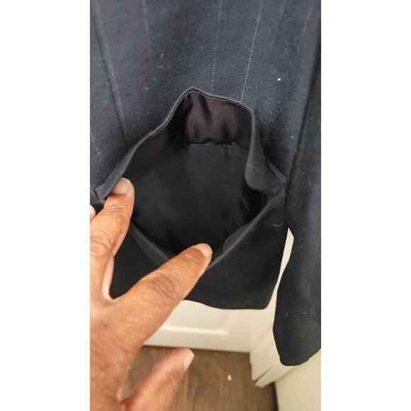 John Clarendon Mens Navy Pinstripe Wool Suit Jacket Size 42L Classic Fit - Picture 11 of 15